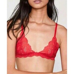 Free People We Are HAH Chi Bralittle Lace Bralette Siren Red Size Small New